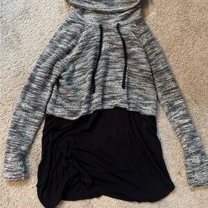 Vince Camuto Gray and Black Cowl Neck Sweater